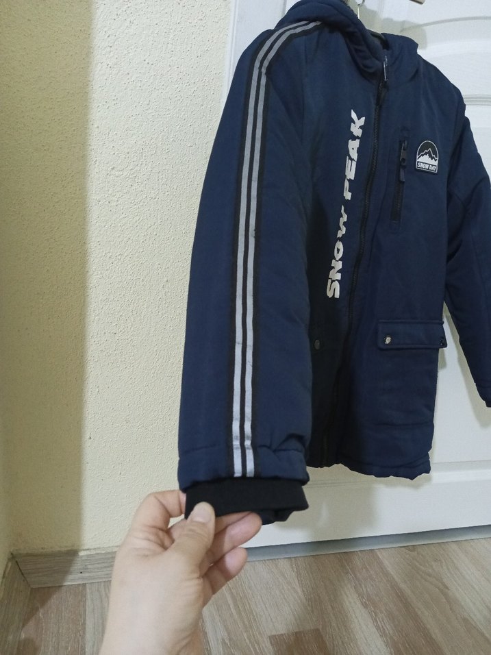 Koyu Mavi Erkek Çocuk Fermuarlı Mont - Görsel 5