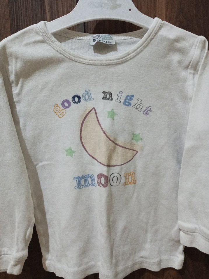 Kız Çocuk Beyaz Uzun Kollu Baskılı Tişört - Görsel 2