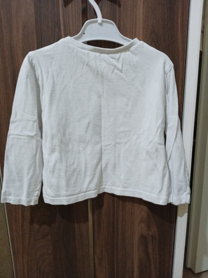 Kız Çocuk Beyaz Uzun Kollu Baskılı Tişört - Görsel 3