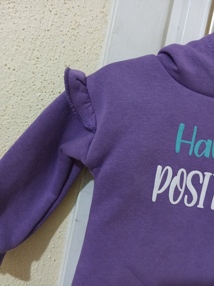 6-9 Ay Mor Bebek Kız Uzun Kollu Takım - Görsel 4