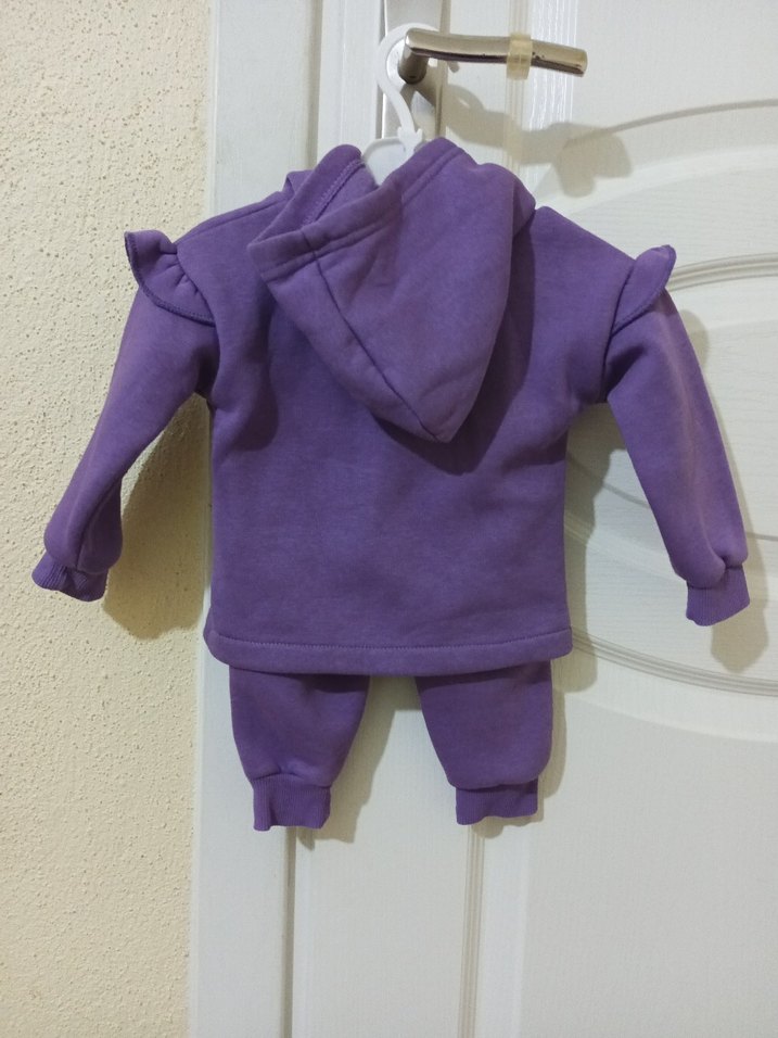 6-9 Ay Mor Bebek Kız Uzun Kollu Takım - Görsel 5