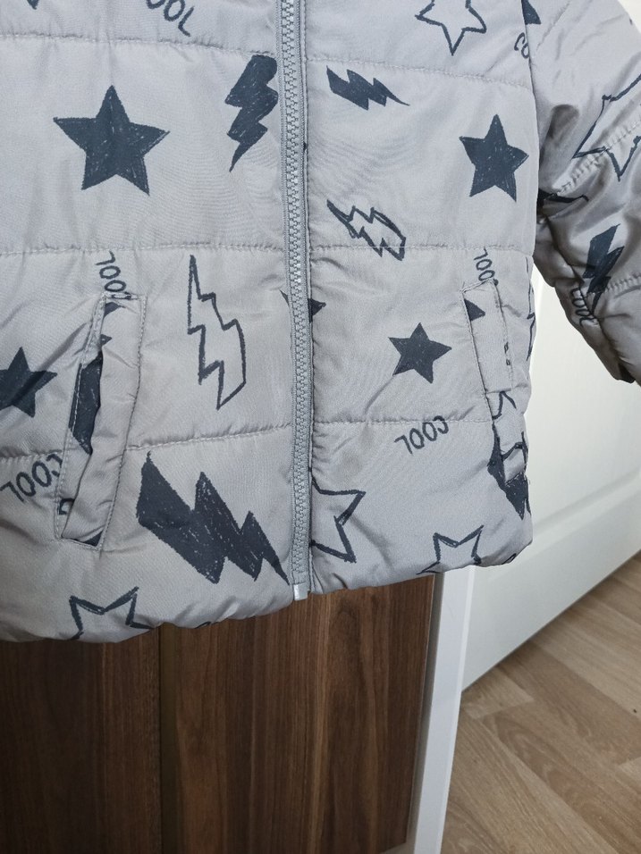 Gri Baskılı Erkek Çocuk Mont - Görsel 3