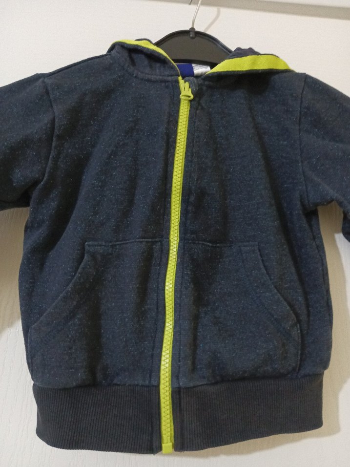 Kapüşonlu Erkek Çocuk Gri Fermuarlı Sweatshirt - Görsel 2