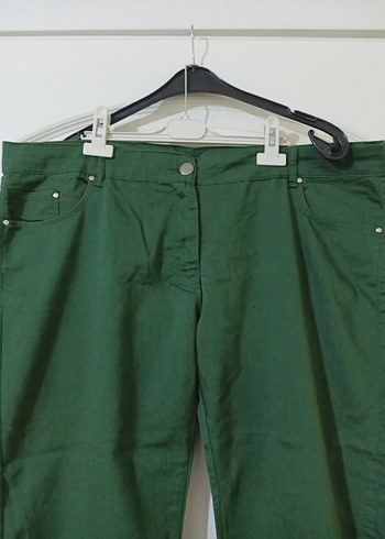 Kemerli Koyu Yeşil Mini Keten Kadın Pantolon - Görsel 2