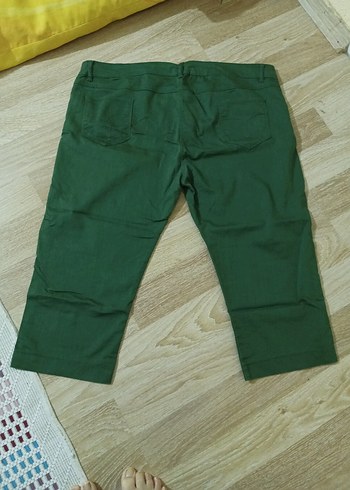 Kemerli Koyu Yeşil Mini Keten Kadın Pantolon - Görsel 8