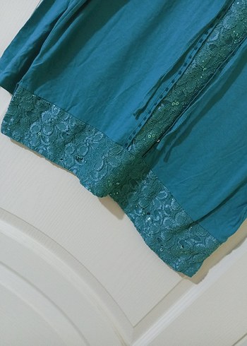 Turkuaz Bohem Nakışlı Uzun Kollu Bluz - Görsel 3