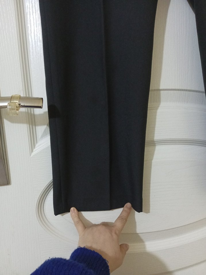 Füme Kemerli Keten Kadın Kumaş Pantolon - Görsel 3