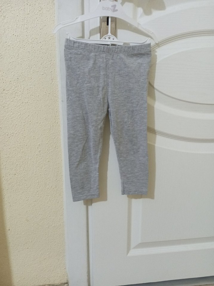 Kız Çocuk Gri Pamuklu Tayt - Görsel 3