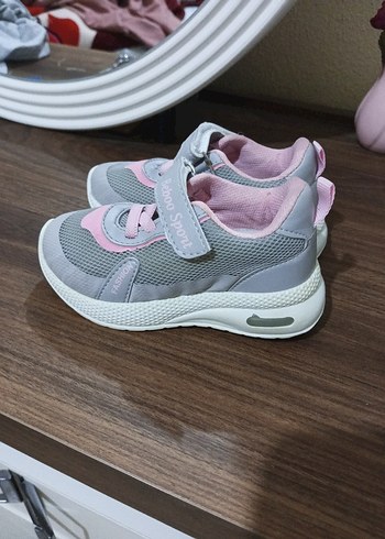 Kız Çocuk Gri Pembe Spor Ayakkabı - Görsel 3