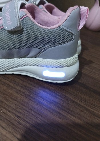 Kız Çocuk Gri Pembe Spor Ayakkabı - Görsel 6