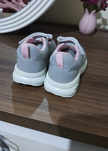 Kız Çocuk Gri Pembe Spor Ayakkabı - Görsel 4