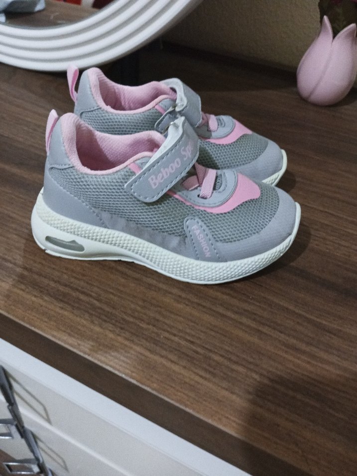 Kız Çocuk Gri Pembe Spor Ayakkabı - Görsel 5