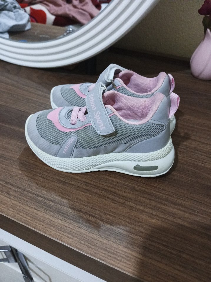 Kız Çocuk Gri Pembe Spor Ayakkabı - Görsel 3
