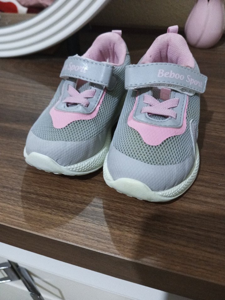 Kız Çocuk Gri Pembe Spor Ayakkabı - Görsel 2