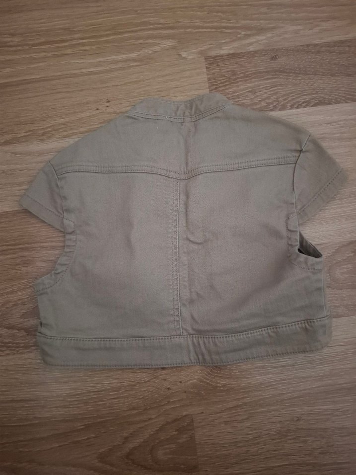 Kız Çocuk Kısa Kollu Bej Denim Bolero - Görsel 2