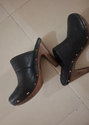 Siyah Desenli Platform Topuklu Kadın Terlik - Görsel 5