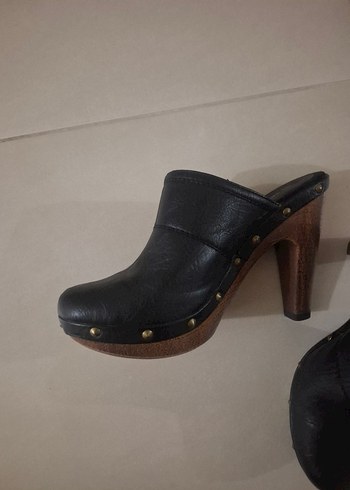 Siyah Desenli Platform Topuklu Kadın Terlik - Görsel 3