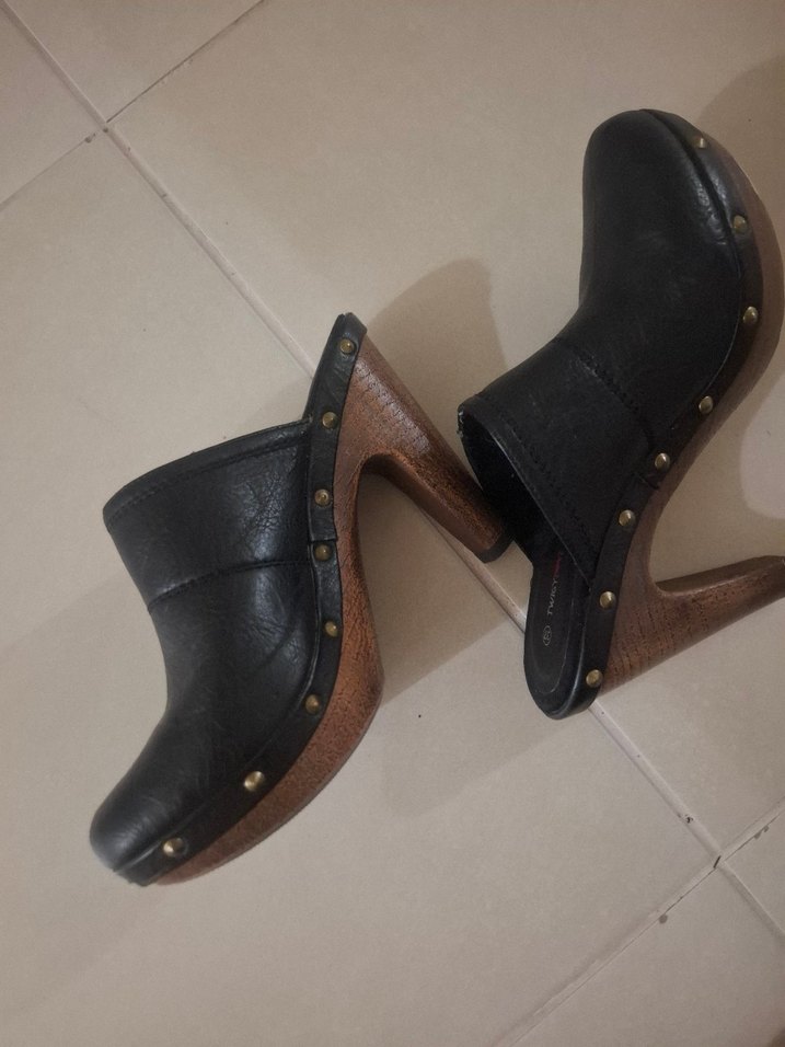 Siyah Desenli Platform Topuklu Kadın Terlik - Görsel 5