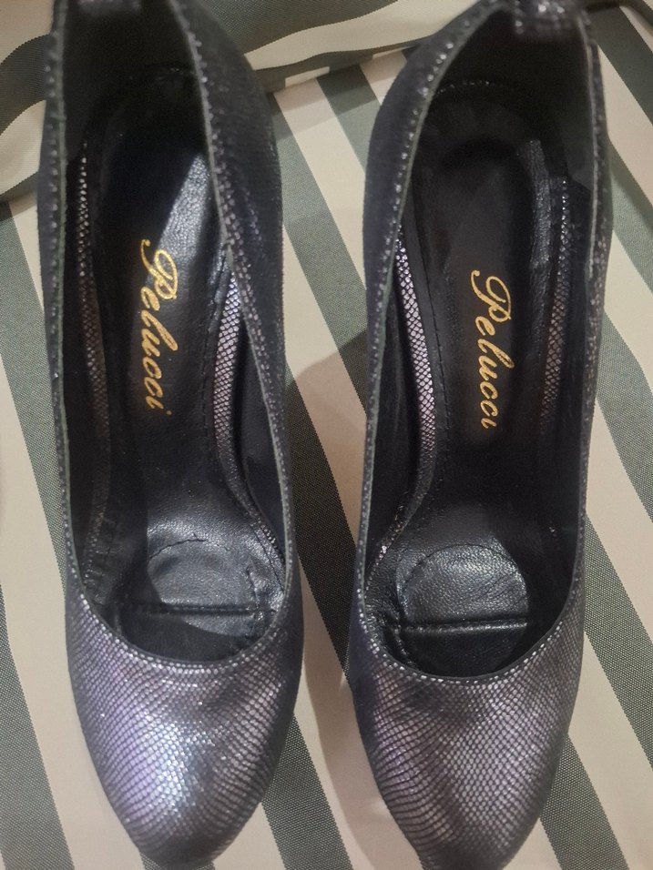 Gri Yılan Desenli Platform Topuklu Kadın Ayakkabı - Görsel 4