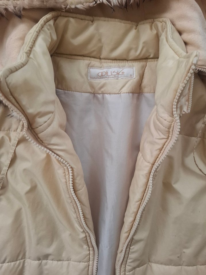 Kadın Bej Mini Kısa Sıcak Kış Montu #adilışık - Görsel 3