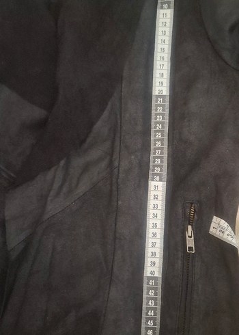 Drapeli Siyah Süet Kadın Deri Ceket - Görsel 7