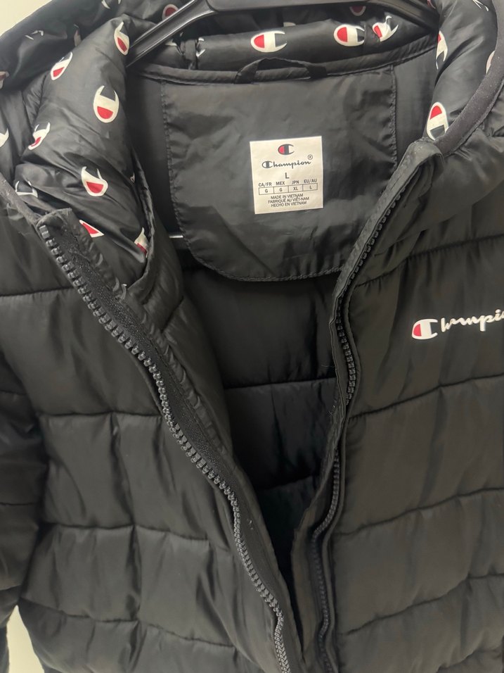 champion Kapüşonlu Siyah Erkek Çocuk Mont - Görsel 5