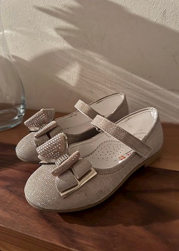 Fiyonklu şık parıltılı  Kız Babet Ayakkabı - Görsel 3