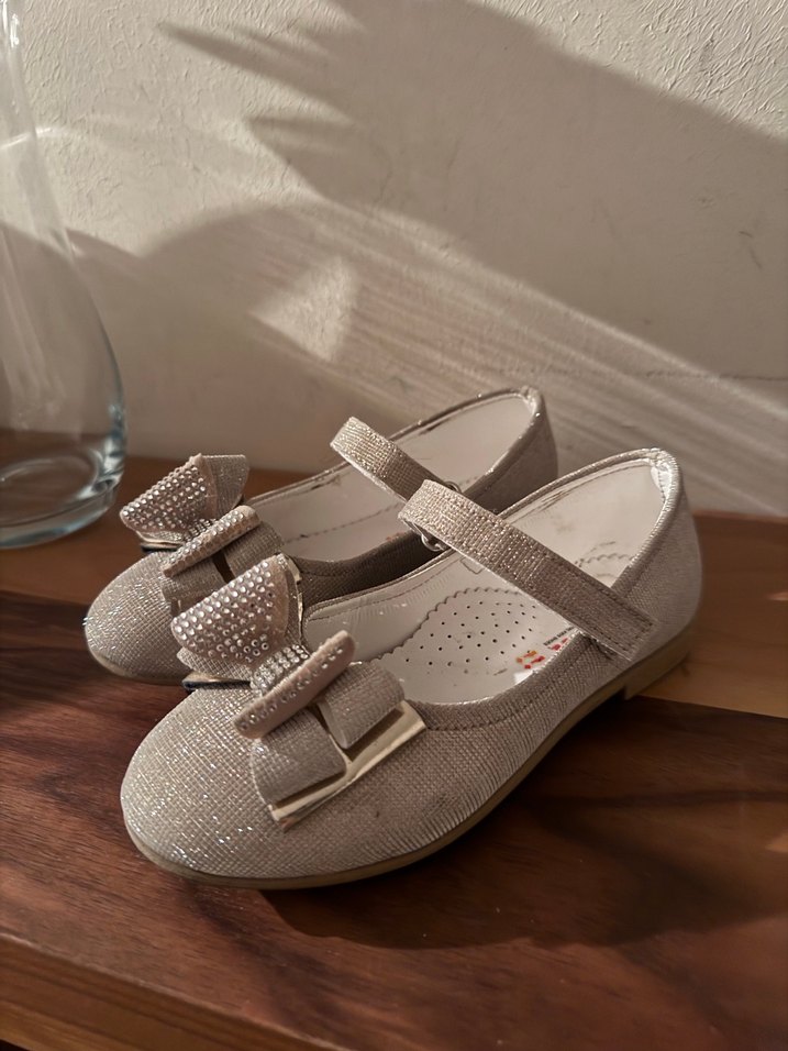 Fiyonklu şık parıltılı  Kız Babet Ayakkabı - Görsel 3