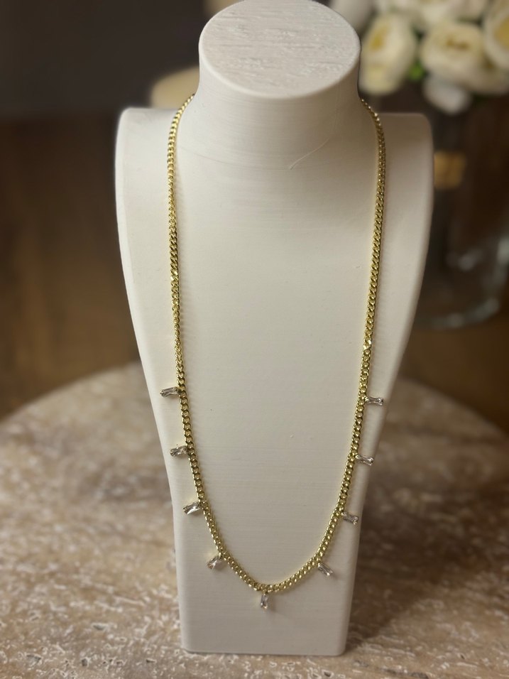 Zincir Detaylı Uzun Altın Kadın Kolye Vip Çelik - Görsel 2