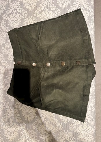 Düğmeli Kız çocuk Mini Süet şort etek - Görsel 4