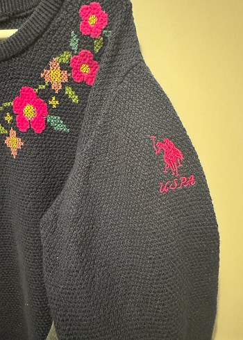 Nakışlı Lacivert Kadın Triko Kazak - Görsel 3