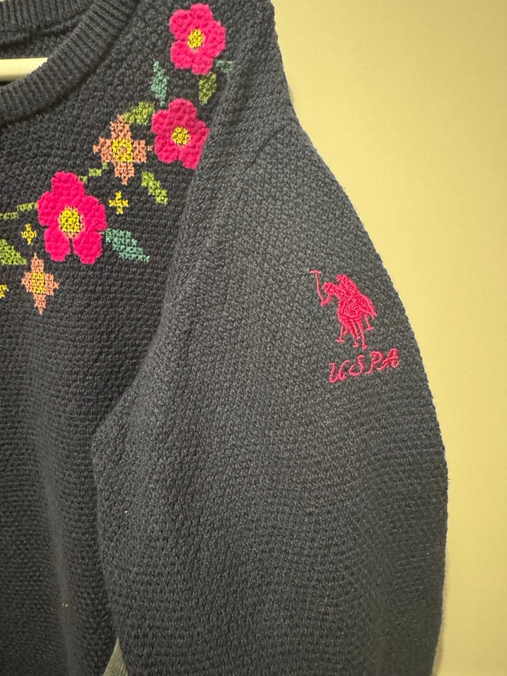 Nakışlı Lacivert Kadın Triko Kazak - Görsel 3