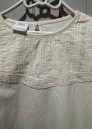 Dantel Detaylı Uzun Kollu Beyaz Keten Bluz - Görsel 4