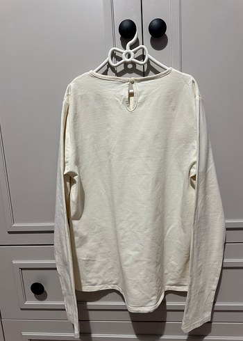 Dantel Detaylı Uzun Kollu Beyaz Keten Bluz - Görsel 5