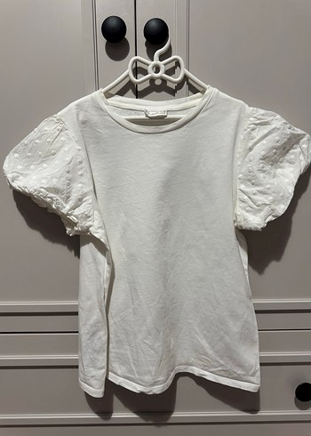 Kız Çocuk Beyaz Keten Renkli Kısa Kollu Tişört - Görsel 2