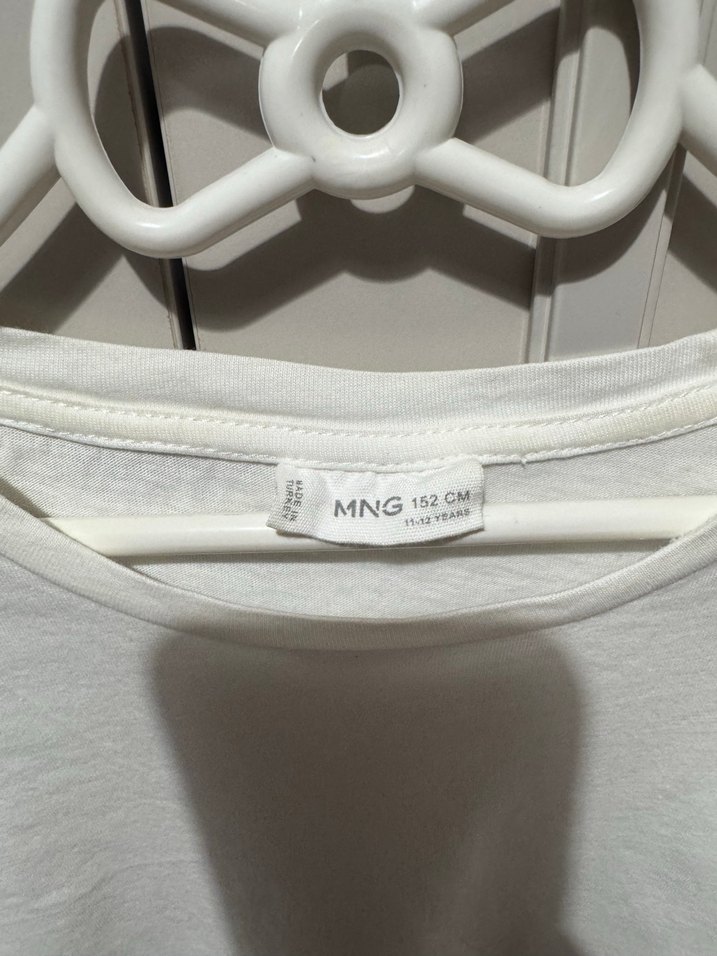 Kız Çocuk Beyaz Keten Renkli Kısa Kollu Tişört - Görsel 4