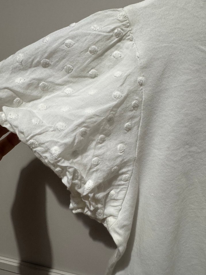 Kız Çocuk Beyaz Keten Renkli Kısa Kollu Tişört - Görsel 3