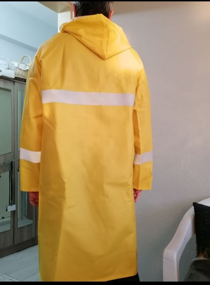 Sarı Midi Erkek Yağmurluk Kemerli - Görsel 2