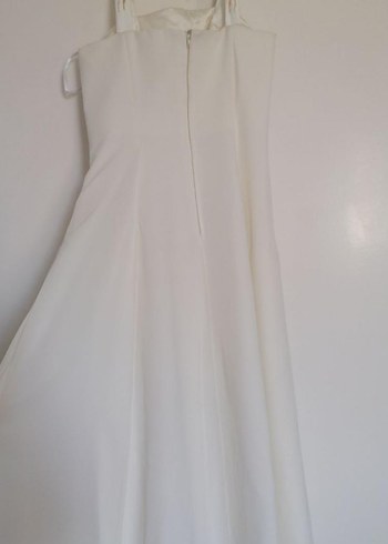 Krem rengi abiye, sarı boncuk işlemeli - Görsel 2