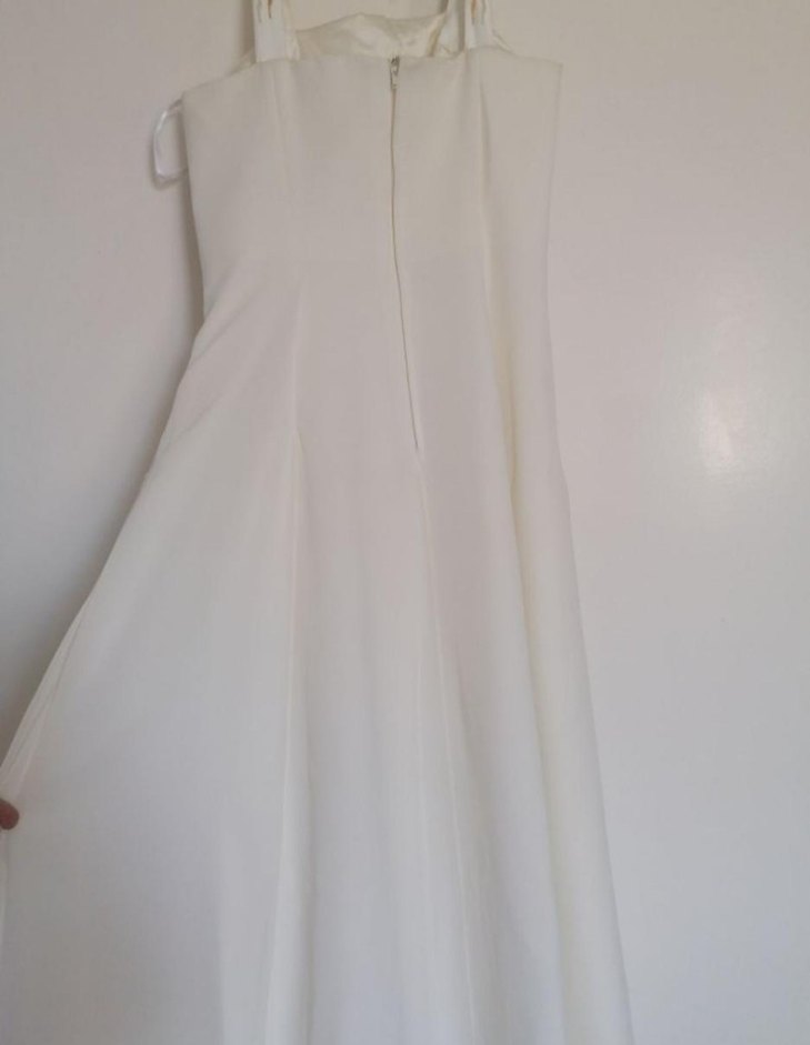 Krem rengi abiye, sarı boncuk işlemeli - Görsel 2