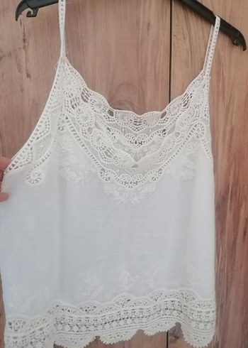 Dantel Detaylı ikili Bohem Beyaz Bluz - Görsel 3