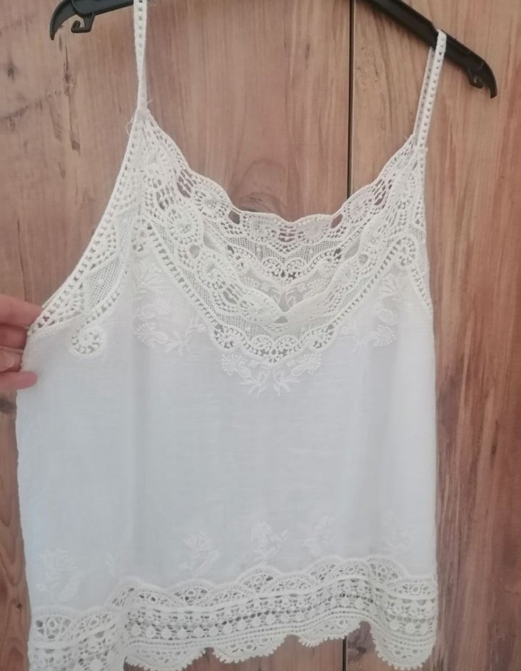 Dantel Detaylı ikili Bohem Beyaz Bluz - Görsel 3