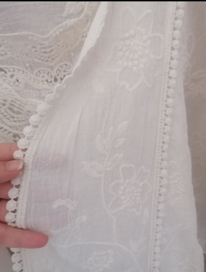 Dantel Detaylı ikili Bohem Beyaz Bluz - Görsel 5