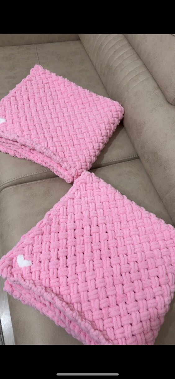 Pastel Pembe Örgü Çocuk Battaniyesi - Görsel 2