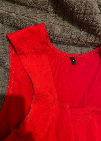Kırmızı Kalın Askılı Kadın Bluz - Görsel 3