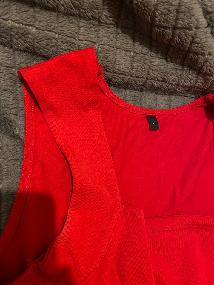 Kırmızı Kalın Askılı Kadın Bluz - Görsel 3