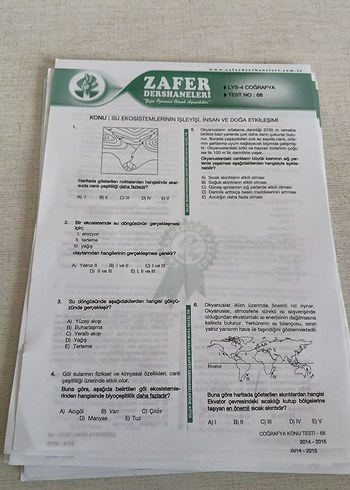 Zafer Dershaneleri Sınav Hazırlık Soruları Tyt coğrafya 30test v - Görsel 2
