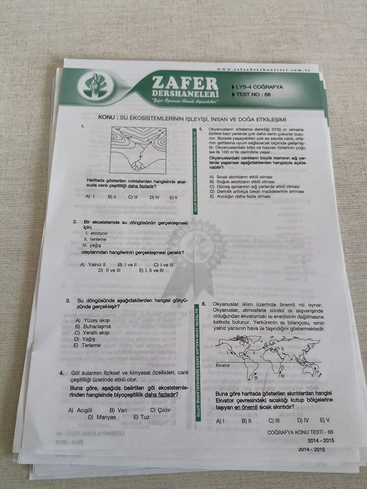 Zafer Dershaneleri Sınav Hazırlık Soruları Tyt coğrafya 30test v - Görsel 2