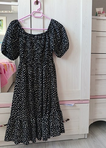 Puantiye Desenli Uzun Bohem Elbise - Görsel 8