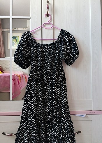 Puantiye Desenli Uzun Bohem Elbise - Görsel 6